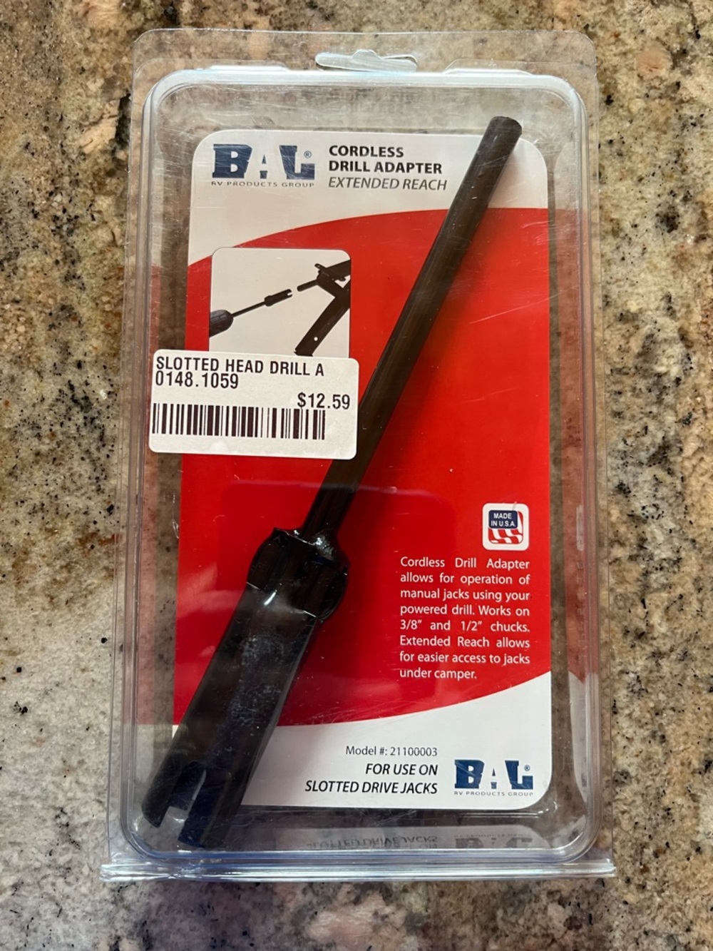 Cordless Drill Adapter Slotted Head - Black